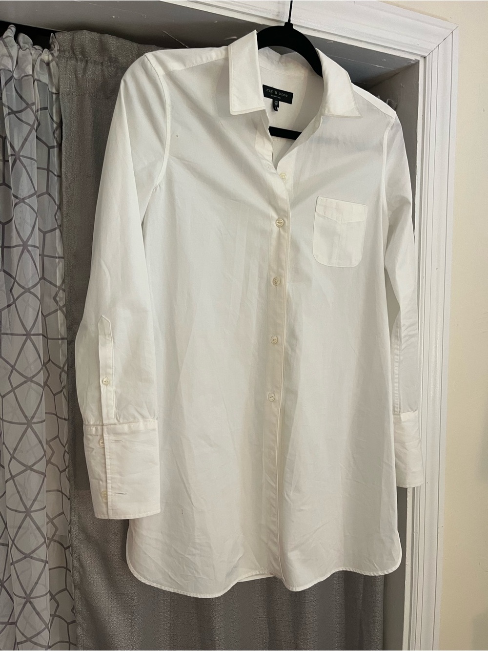 Rag & Bone White Long-Sleeve Cotton Silk Shirt XXS